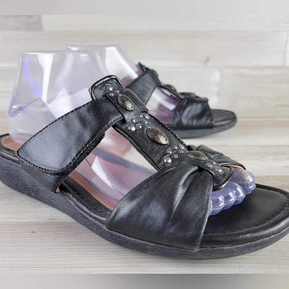 Clarks Artisan Jandi Gem Soft Black Leather Slide Sandal 9W